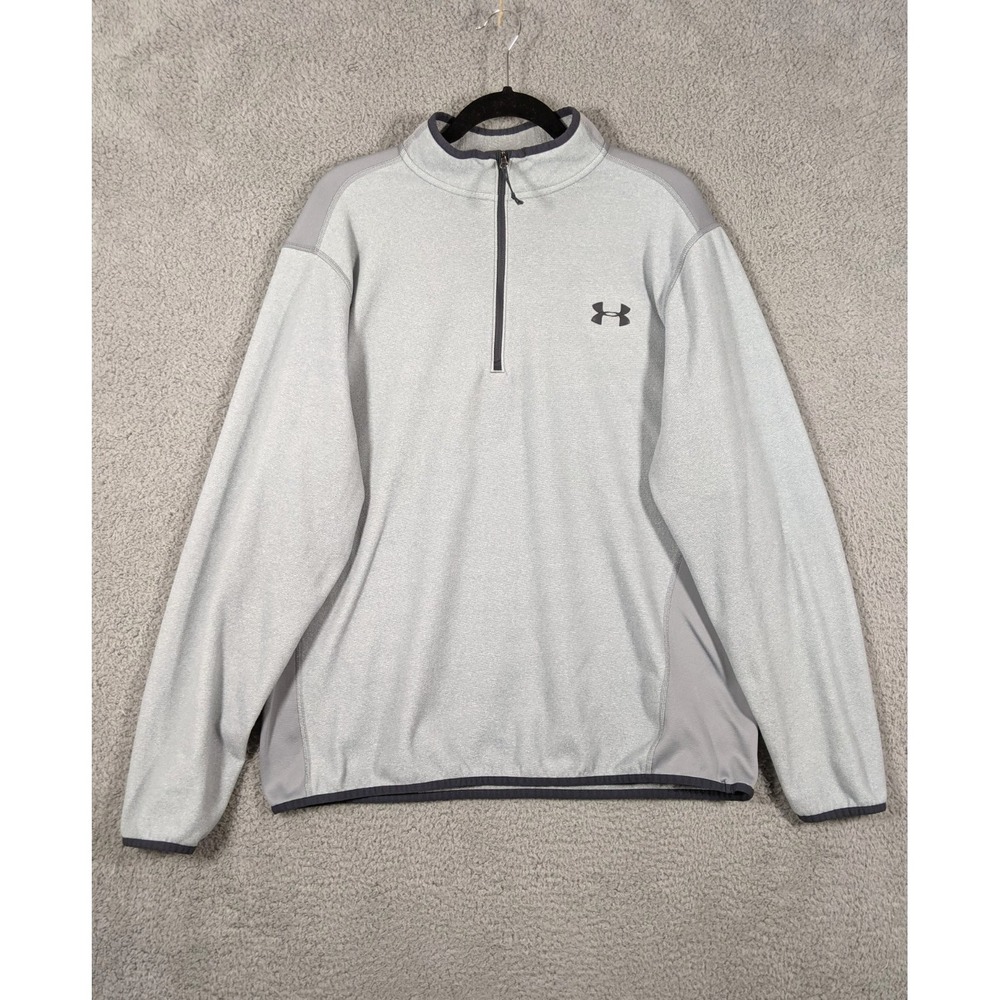 Under Armour Coldgear 1/4 Zip Fleece Pullover Mens XL Gray Loose Fit Athleisure